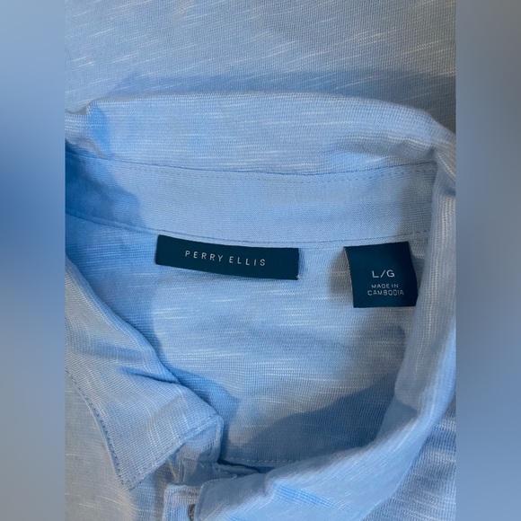 NWT Men’s Perry Ellis Blue Polo Shirt L - Picture 4 of 8